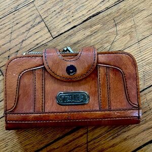 Leather vintage wallet with mirror